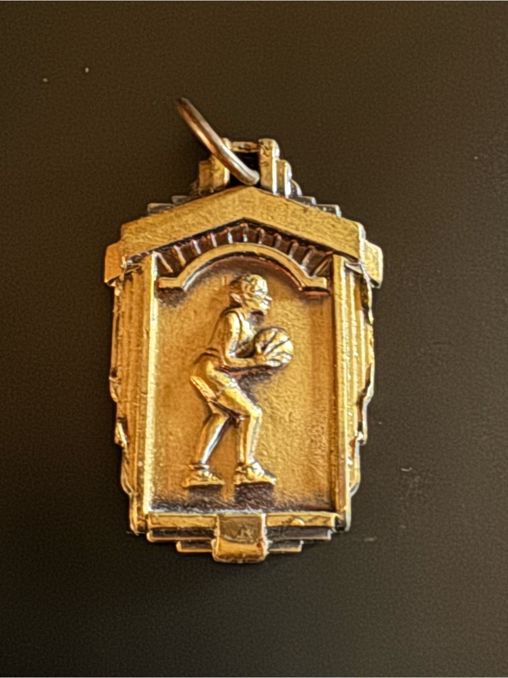 Vintage 1953 Basketball Tournament Runner-Up Brass Charm Pendant